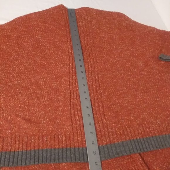 Democracy women's size M orange multicolored cardigan sweater with gray trim - Picture 10 of 14